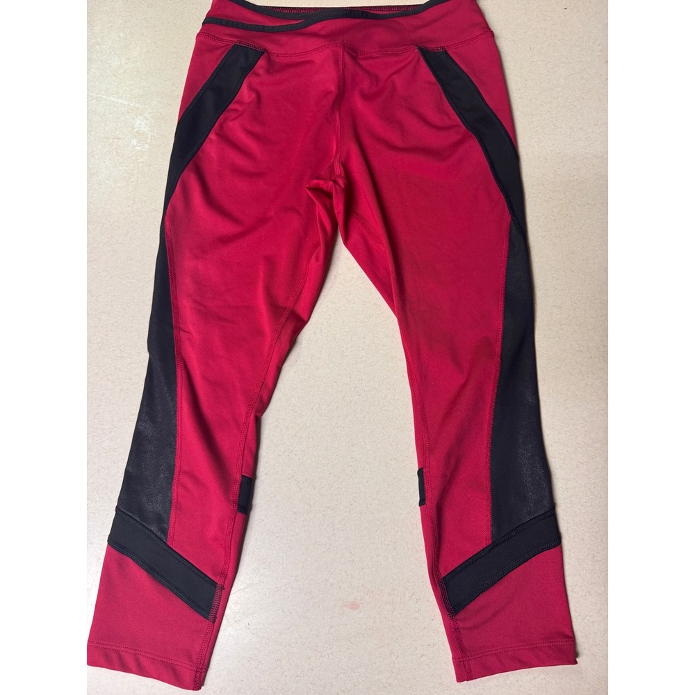 Avia Girls Red Black Activewear Set Cropped Tank Top Leggings Size L 10-12